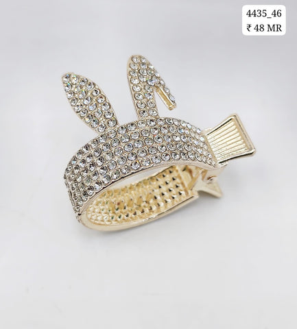 Impression Bunny Ears Hair Claw Clips with Pearl and Zircon (Pack of 12)