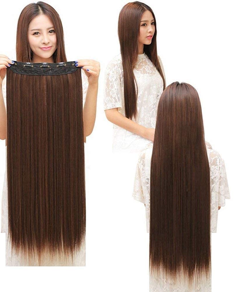 Impression Premium Synthetic Hair Extension Straight Brown Color (Pack of 12)