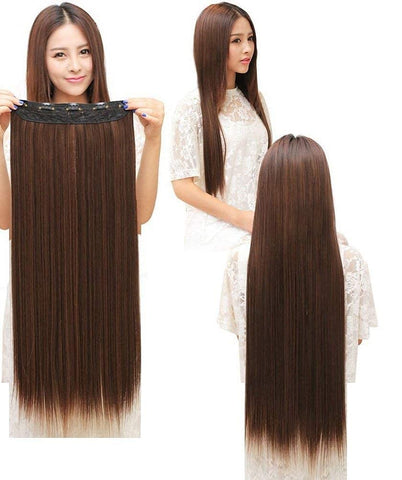 Impression Premium Synthetic Hair Extension Straight Brown Color (Pack of 12)