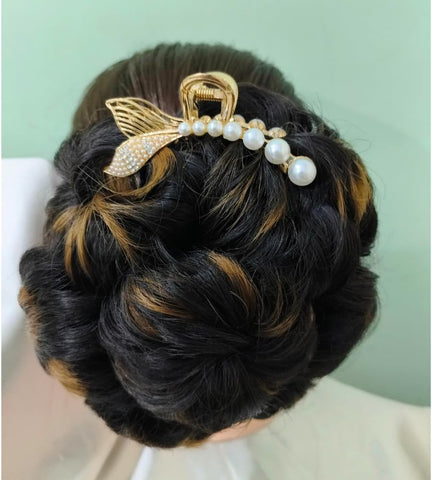 Impression Pearl Fish Tail Long Claw Clips, Hair Catch Barrettes, Large Hair Clips For Thick Hair, Women's Hair Accessories(Pack Of 1), White