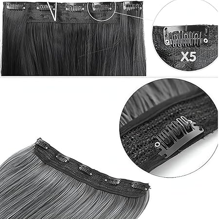 Impression Premium Synthetic Hair Extension Straight Black Color (Pack of 12)