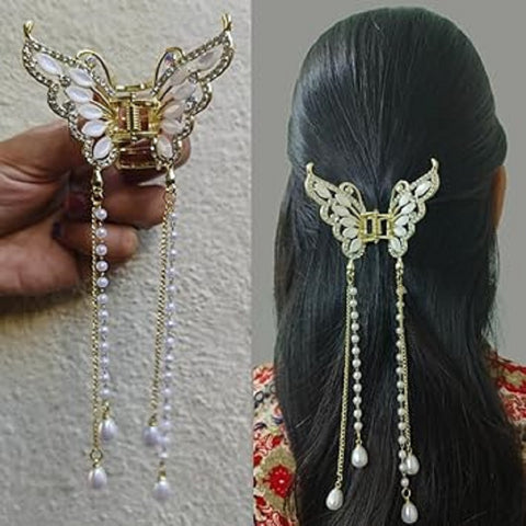 (Butterfly Hair Clips Wedding Claw Clip Butterfly Hair Clutcher Metal Pearl Hair Clip pack of 12pc)