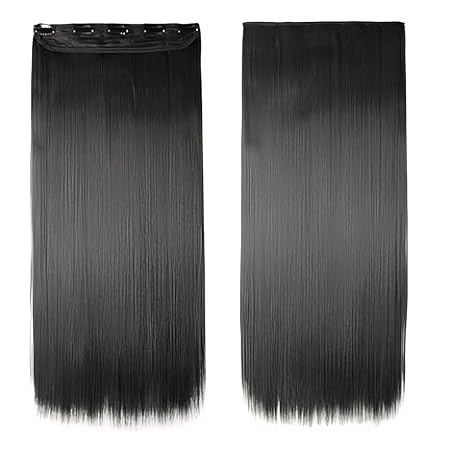 Impression Premium Synthetic Hair Extension Straight Black Color (Pack of 12)