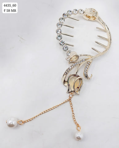 Impression  Flower & Faux Pearl Charm Tassel Bun Hair Clip (Pack of 12)