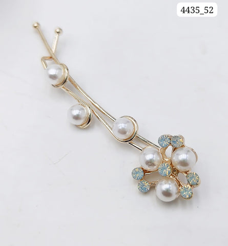 Impression Pearl Beads Hairpins Golden Metal (Pack of 12)