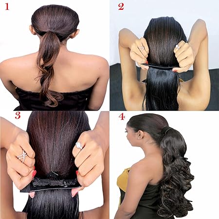 Impression Synthetic Black Ponytail Hair Extension (Pack of 12)