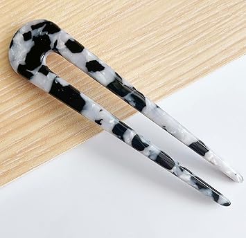 Impression 4.7inch French Hair Fork U Shape, Classic Cellulose Acetate 12pcs  Prong Bun Hair Sticks Chignon Women Vintage Hairstyle Accessories Standard 12pcs pack)