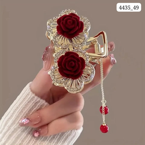 Impression Velvet Rose Cherry High Ponytail Mini Claw Clip (Pack of 12)