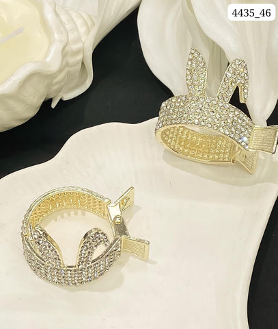 Impression Bunny Ears Hair Claw Clips with Pearl and Zircon (Pack of 12)