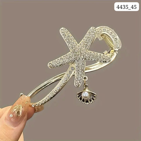Impression Twist Clip, Starfish Shell Imitation Pearl Hair Clip (Pack of 12)
