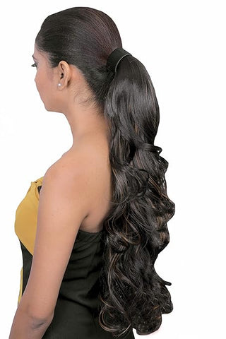 Impression Synthetic Black Ponytail Hair Extension (Pack of 12)