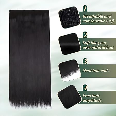 Impression Premium Synthetic Hair Extension Straight Black Color (Pack of 12)