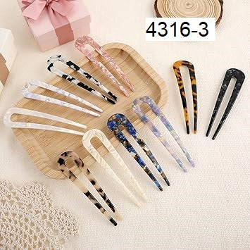Impression 4.7inch French Hair Fork U Shape, Classic Cellulose Acetate 12pcs  Prong Bun Hair Sticks Chignon Women Vintage Hairstyle Accessories Standard 12pcs pack)