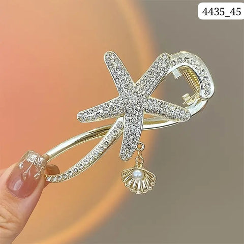 Impression Twist Clip, Starfish Shell Imitation Pearl Hair Clip (Pack of 12)