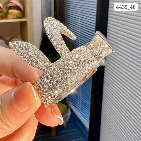 Impression Bunny Ears Hair Claw Clips with Pearl and Zircon (Pack of 12)