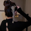 Impression  Fashion Metal Butterfly Tassel Hair Sticks For Women Chinese Style U Shaped Long Hairpins Hair Bun