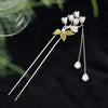 Impression  Elegant Lily Valley Tassel Hairpin High-End New Chinese Ancient Style Alloy Hair Ornament for Women for Party Hanfu Cheongsam