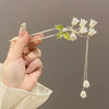 Impression  Elegant Lily Valley Tassel Hairpin High-End New Chinese Ancient Style Alloy Hair Ornament for Women for Party Hanfu Cheongsam