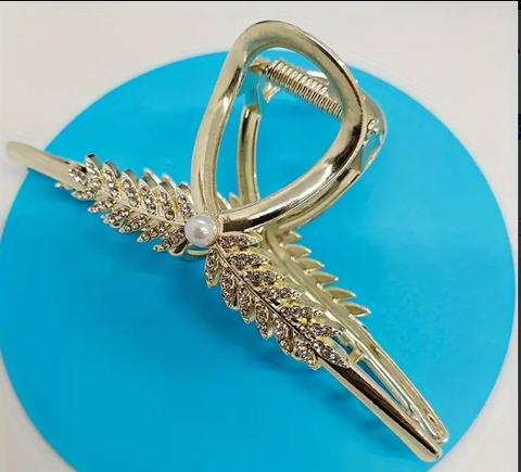 Stainless Steel Hair Clip with Rhinestones and Gold Plated Plating-(12 Piece Packet)