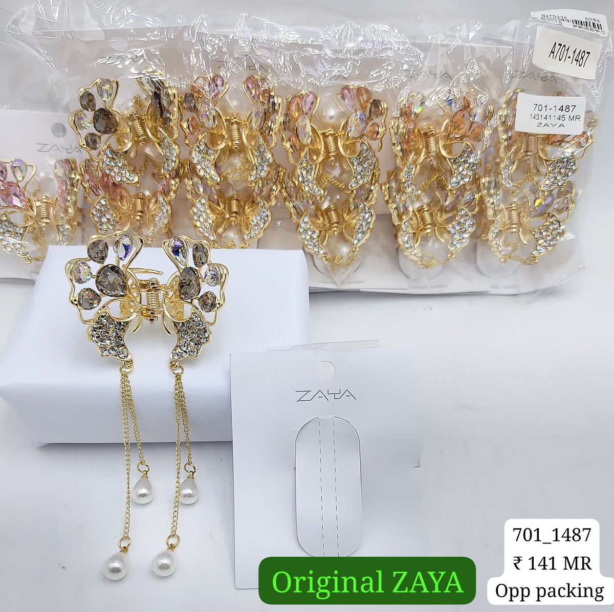 701-1487 ZAYA/SEOUL STYEL CLUTCHER| 12-PCS OPP PACKING| (141/- RS PER PCS)