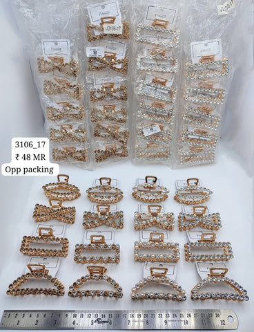 3106-17  HANA JEWWL METAL CLUTCHER | 12-PCS OPP PACKING | DESIGN VARIANTS | (48/- RS PER PCS )