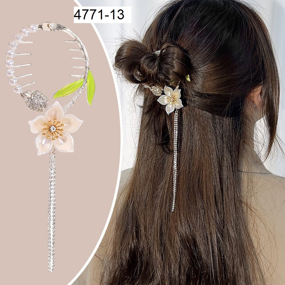 Impression Pack of 12 Pcs Flower Style Hair Claw Clip Beads Clamp Hair Clip   Clip Metal Hair Claw Clip