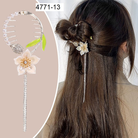 Impression Pack of 12 Pcs Flower Style Hair Claw Clip Beads Clamp Hair Clip   Clip Metal Hair Claw Clip