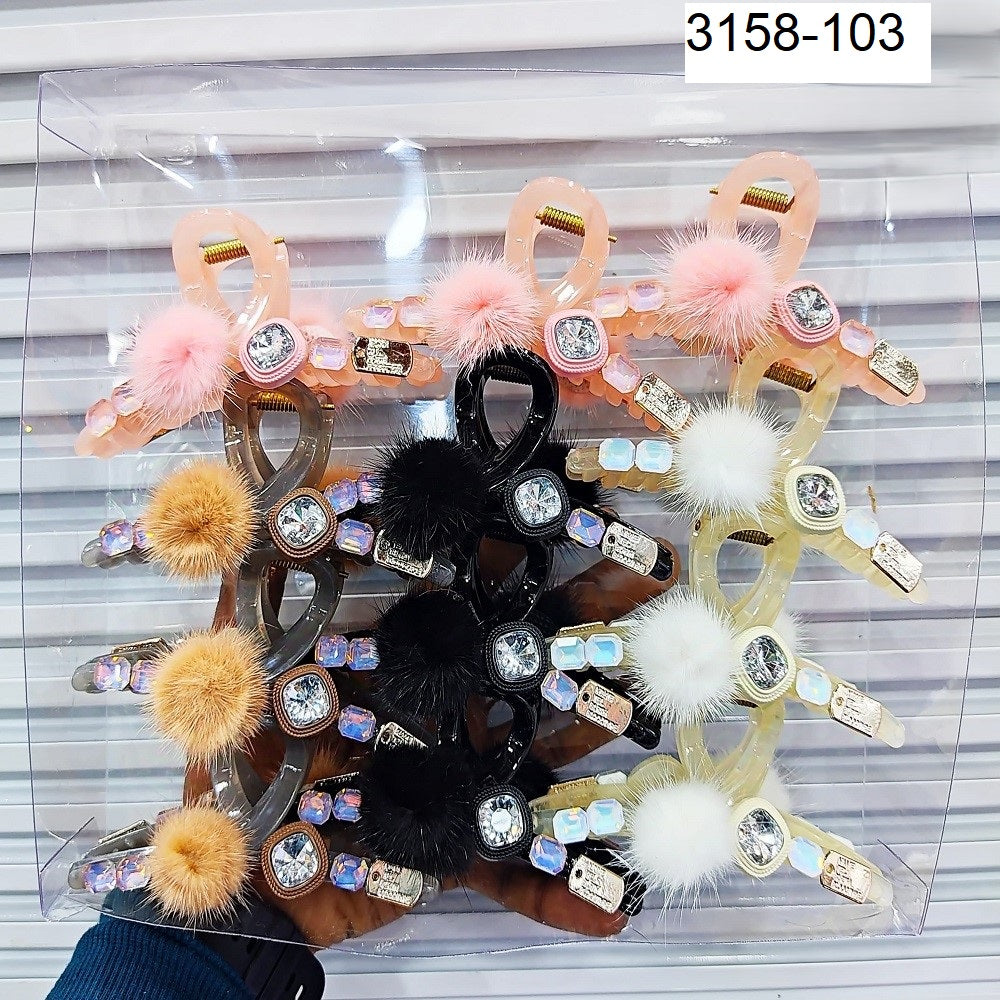 Impression Pack of 12 Pcs Pearl Style Hair Clutcher  Plastic Hair Clutcher