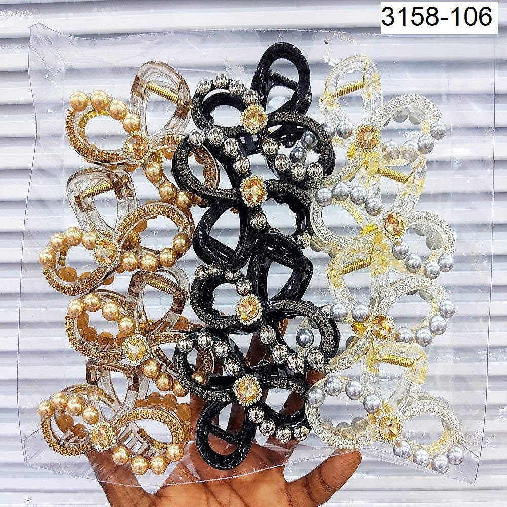 Impression Pack of 12 Pcs Pearl Style Hair Clutcher  Plastic Hair Clutcher
