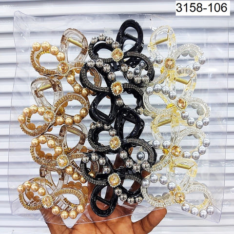Impression Pack of 12 Pcs Pearl Style Hair Clutcher  Plastic Hair Clutcher