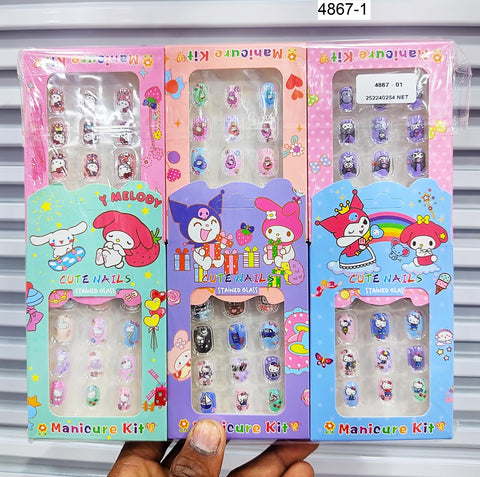 Nails Children Acrylic Fake Nails, Lightweight, Long Lasting, Easy to Use -Multi (Nails Children, 144pc pack)•	PACKAGE INCLUDED : 12Nails 1pkt –  12 small pkt  = 144 pc nail .