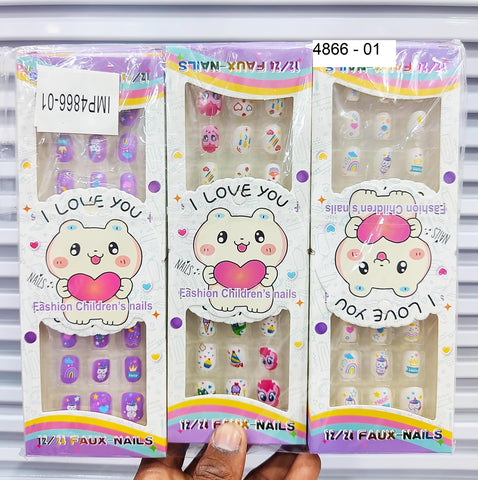 Nails Children Acrylic Fake Nails, Lightweight, Long Lasting, Easy to Use -Multi (Nails Children, 144pcs ) PACKAGE INCLUDED : 12Nails 1pkt –  12 small pkt  = 144 pcs  nail .
