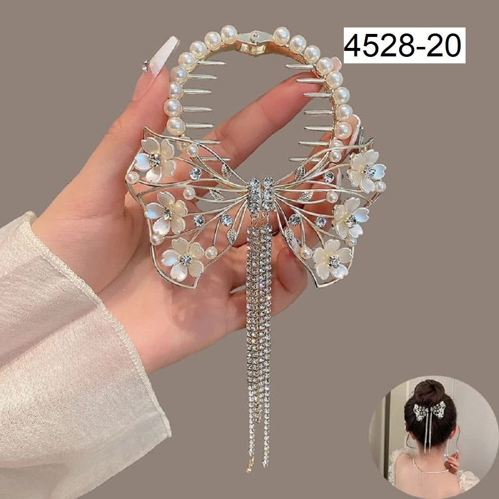 Impression Pack of 12 Pcs Pearl  Flower Style Hair Clutcher Beads Hair Clutcher Zircon