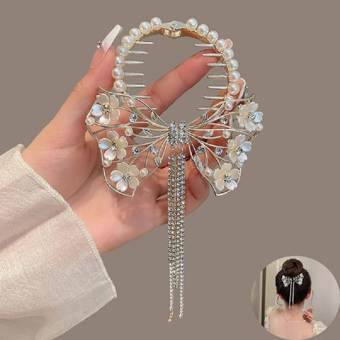 Impression Pack of 12 Pcs Pearl  Flower Style Hair Clutcher Beads Hair Clutcher Zircon