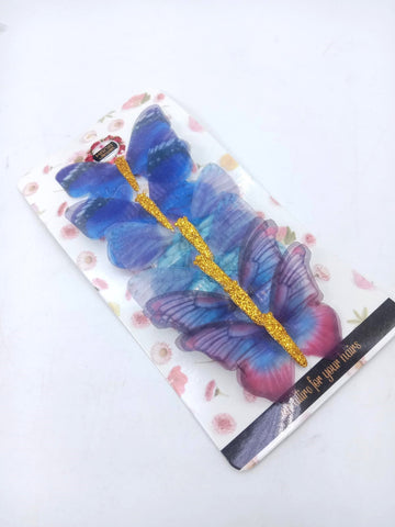 Hana Jewels  6 Pcs Small Multicolored Butterfly Hair Clips in one card ,12cards pkg and Total -72pcs in packing