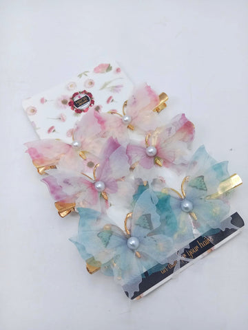 Hana Jewels  6 Pcs Small Multicolored Butterfly Hair Clips in one card ,12cards pkg and Total -72pcs in packing