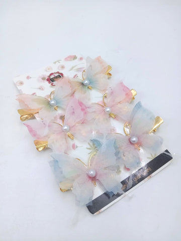 Hana Jewels  6 Pcs Small Multicolored Butterfly Hair Clips in one card ,12cards pkg and Total -72pcs in packing