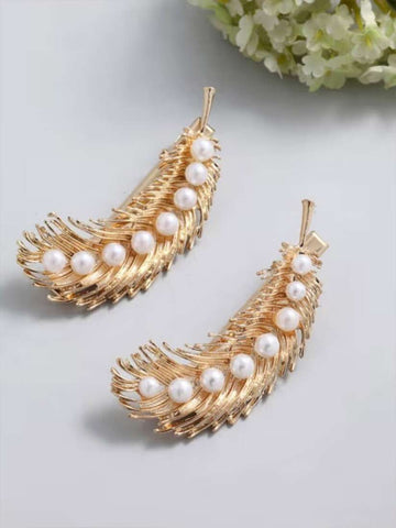 Impression latest Style Golden Color 12 Pcs golden color white stone  Hair Clip Set