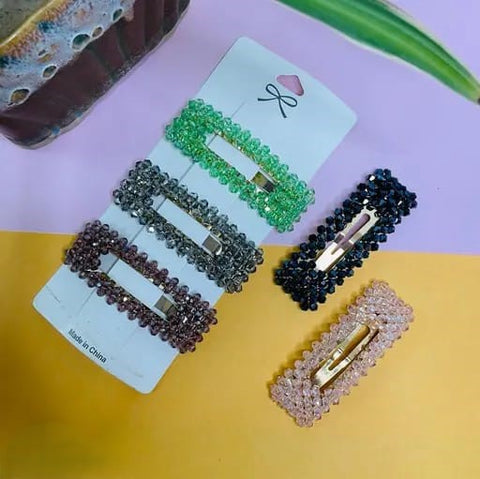 Impression latest Style colorful 12 Pcs golden color white stone  Hair Clip Set
