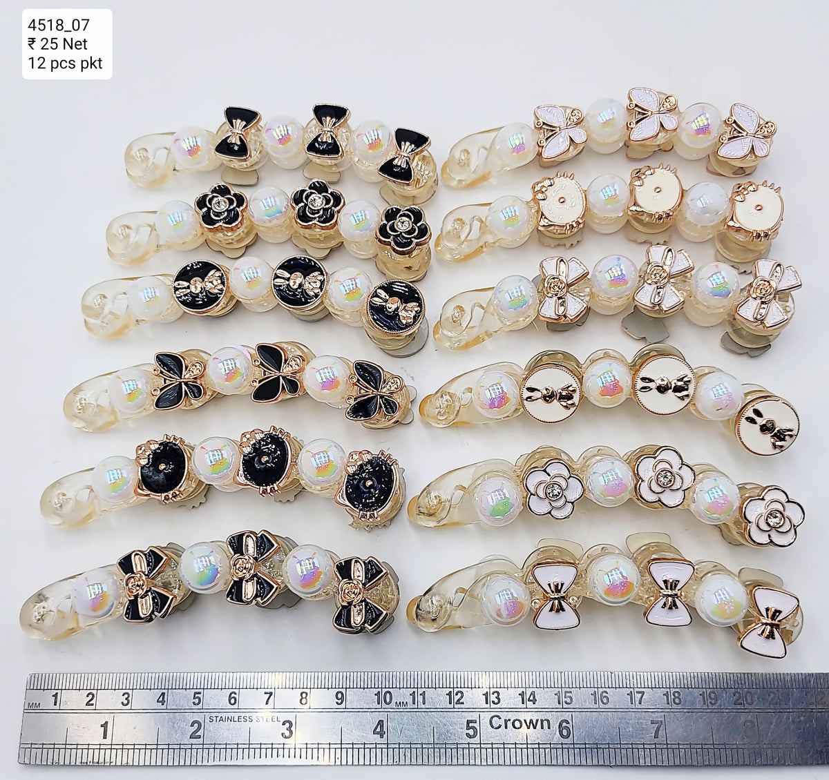 Impression Acrylic Banana Clip, beads and Stone  Plastic Banana clip pack of 12 pc)