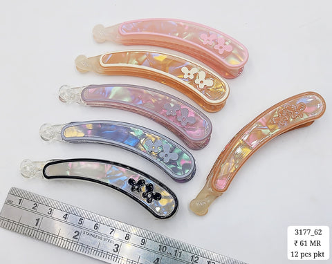 Impression Acrylic Banana Clip, Transparent  Plastic  banbana clip pack of 12 pc )