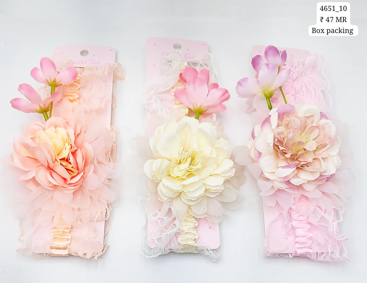 Kids Flower Hair Band Mix Color (12 card Packet)