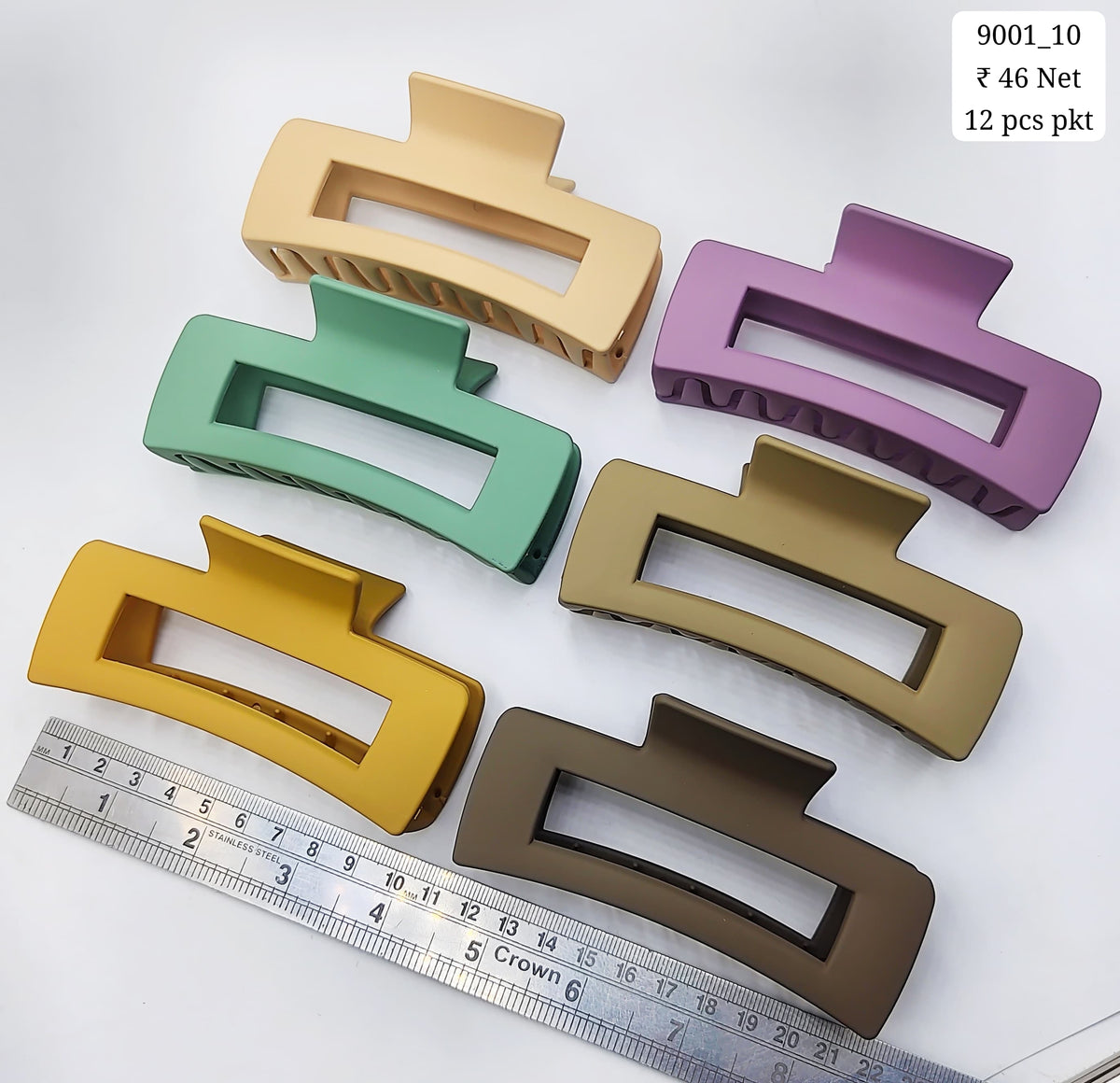 Plastic Hair Clutcher Claw Clip- For Woman & Girl (12 Piece Packet)