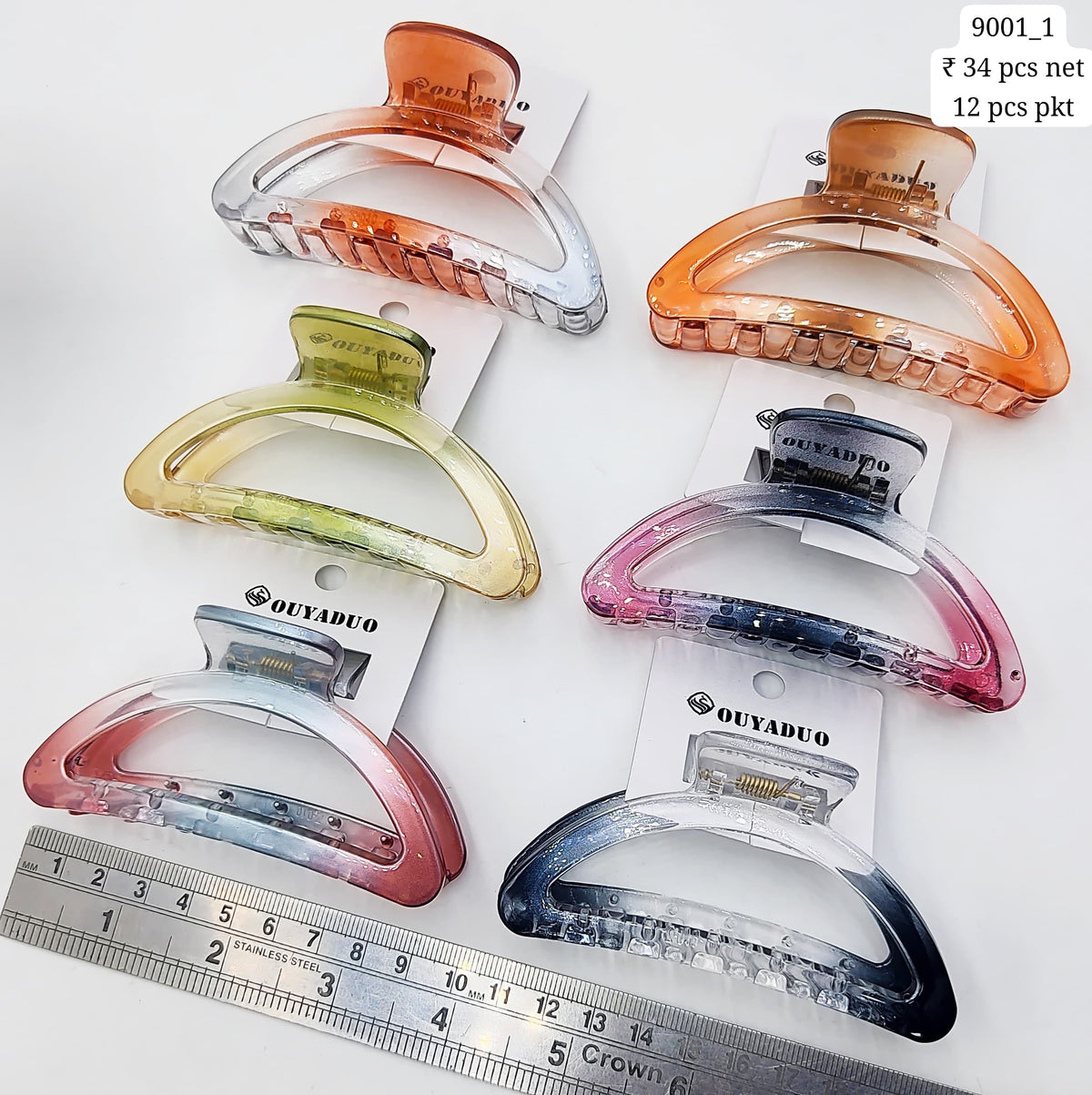 Plastic Hair Clutcher Claw Clip- For Woman & Girl (12 Piece Packet)