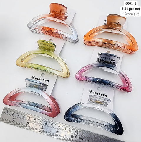 Plastic Hair Clutcher Claw Clip- For Woman & Girl (12 Piece Packet)