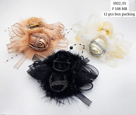 Fancy Rose Hair Clip (12 Piece Packing)