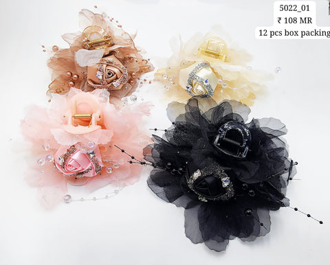 Fancy Rose Hair Clip (12 Piece Packing)