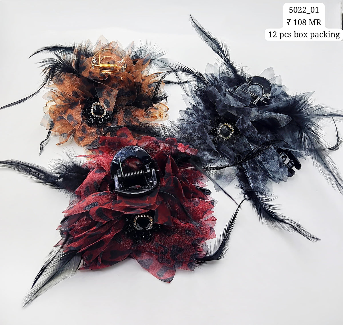 Fancy Rose Hair Clip (12 Piece Packing)