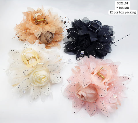 Fancy Rose Hair Clip (12 Piece Packing)