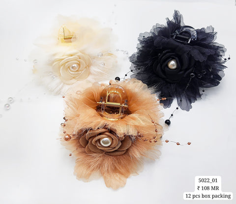 Fancy Rose Hair Clip (12 piece Packing)